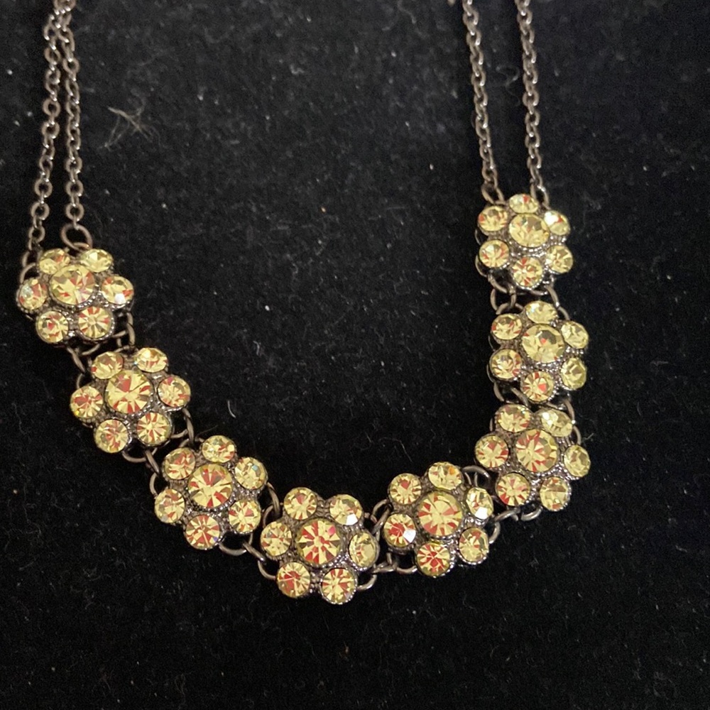Olive green floral choker NWOT